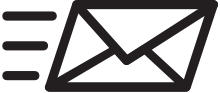 a line drawing of an envelope with motion lines