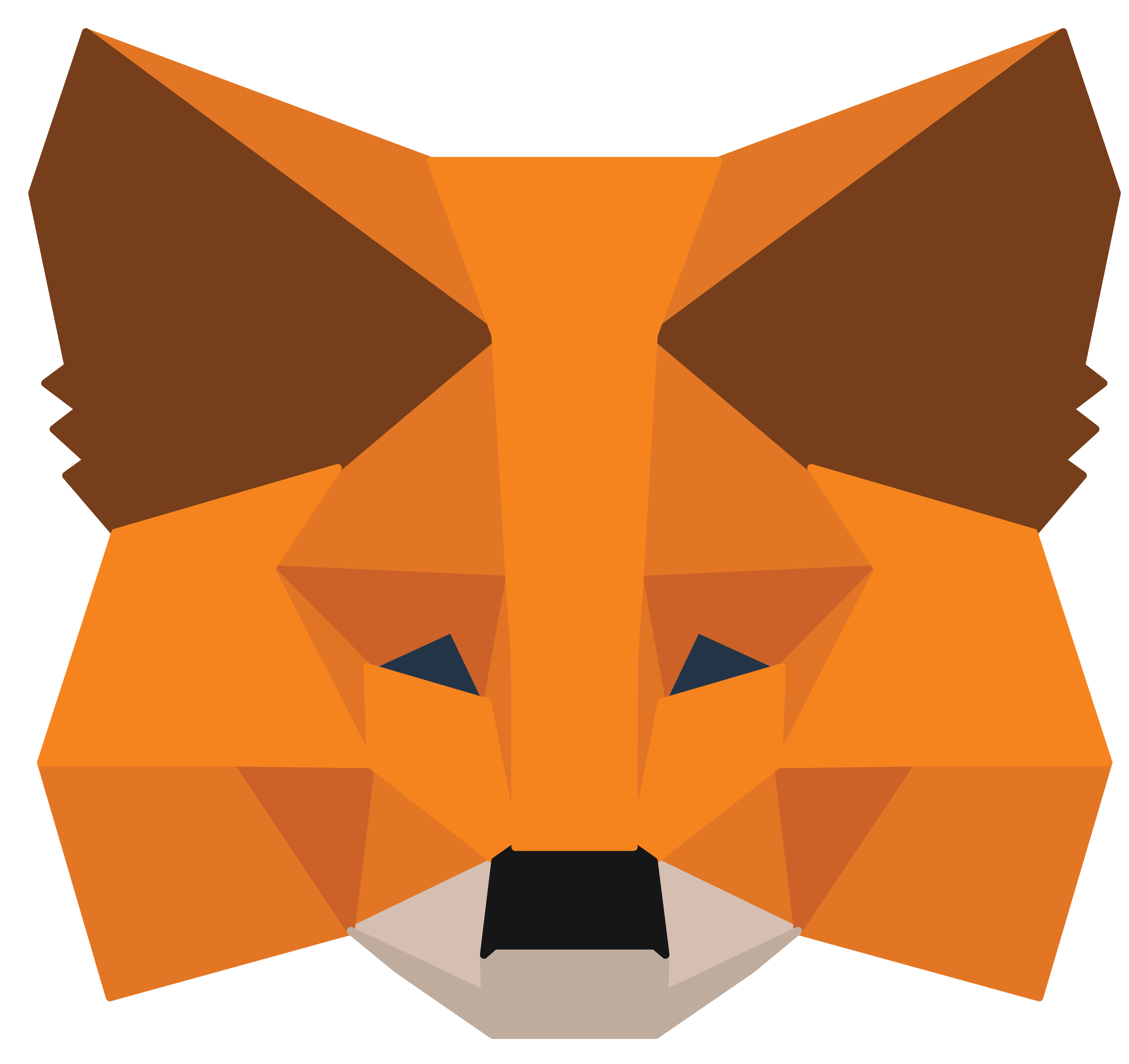 the MetaMask icon; a geometric fox mask